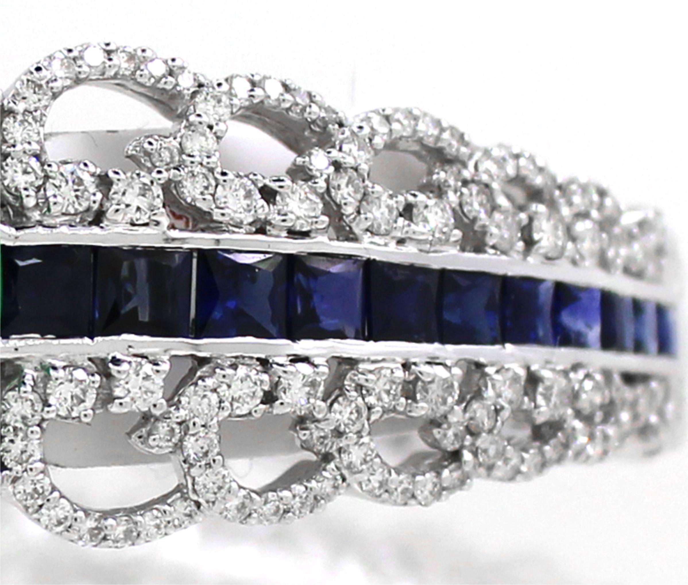 Pulsera de 7,65 cts de Esmeralda y 3,48 cts de Zafiro Corte oval en venta