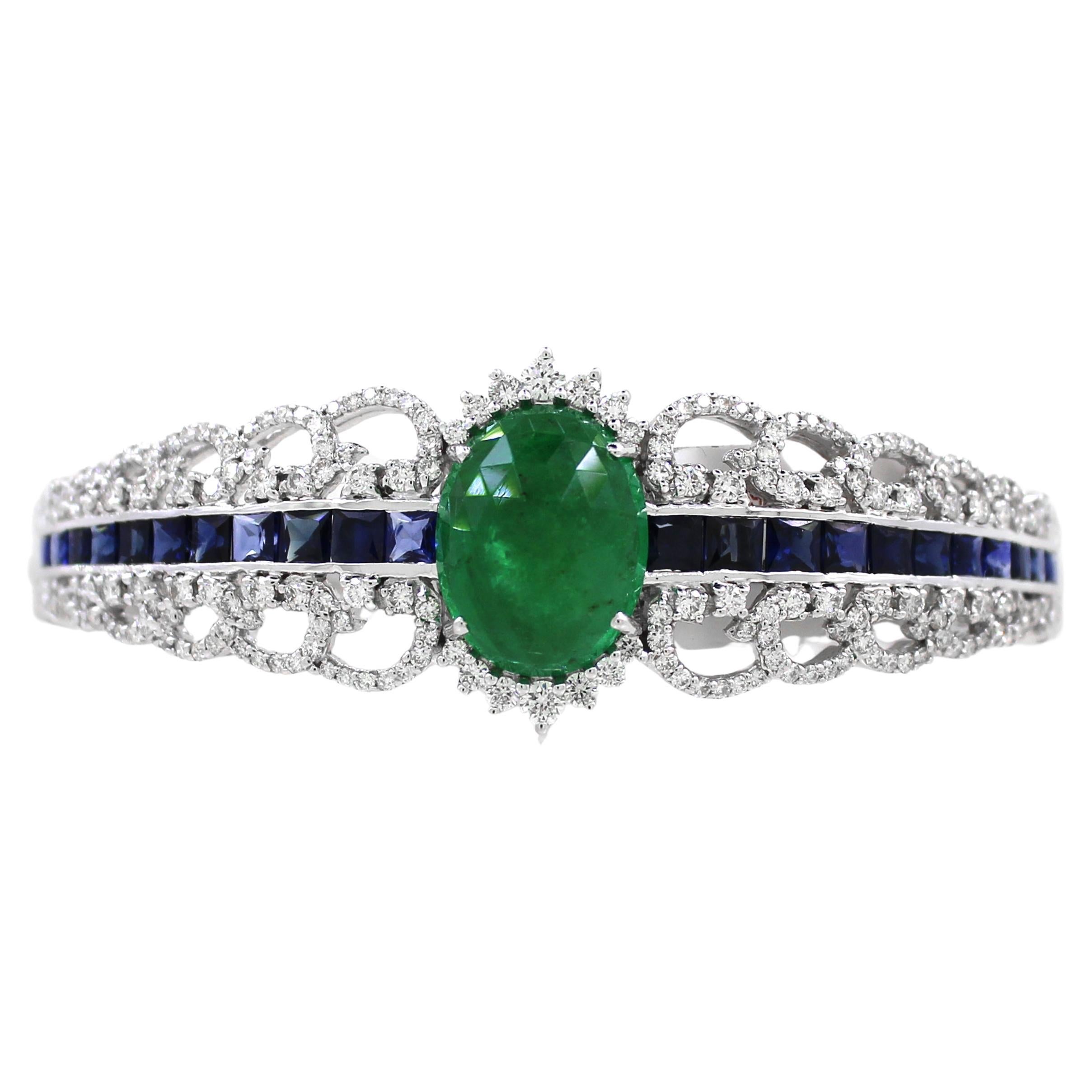7.65 cts of Emerald and 3.48 cts of Sapphire Bracelet
