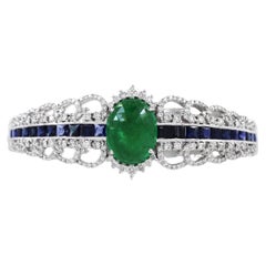 Bracelet en émeraudes de 7,65 carats et saphirs de 3,48 carats