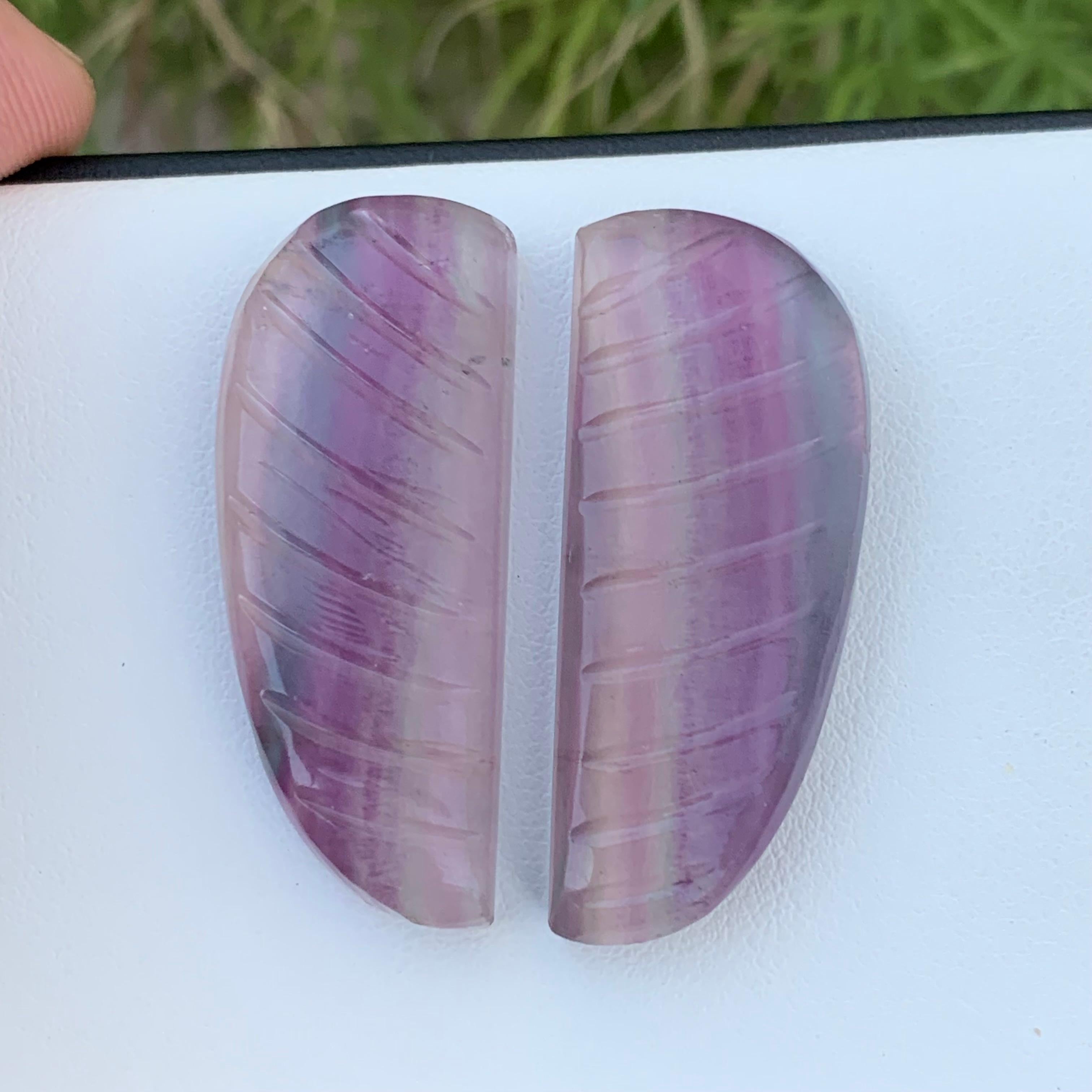 Adam Style 76.55 Carat Tri Colour Fluorite Pair Carving From Pakistan  For Sale