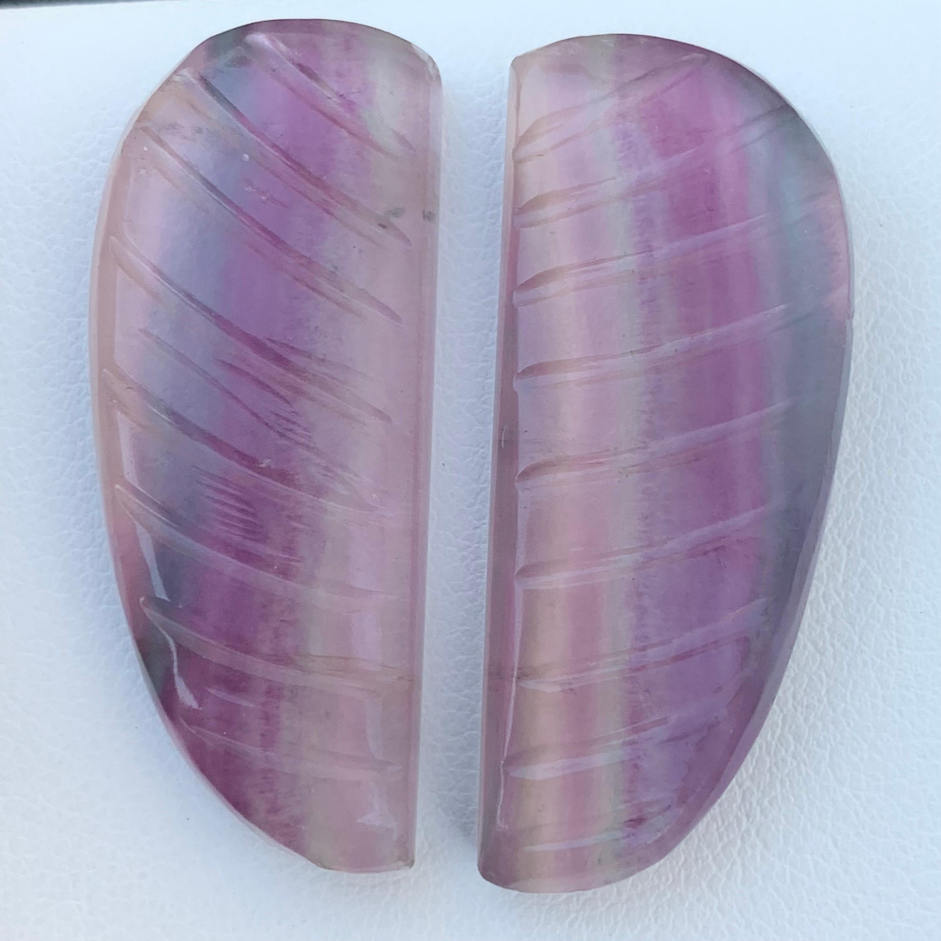 18th Century and Earlier 76.55 Carat Tri Colour Fluorite Pair Carving From Pakistan For Sale