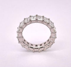 7.66 Carat Emerald Cut Eternity Band Platinum Mounting