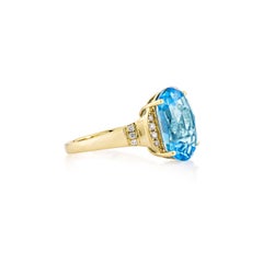 Sunita Nahata Swiss Blue Topaz 7.66ct. Fancy Ring in 18KYG with Diamond.