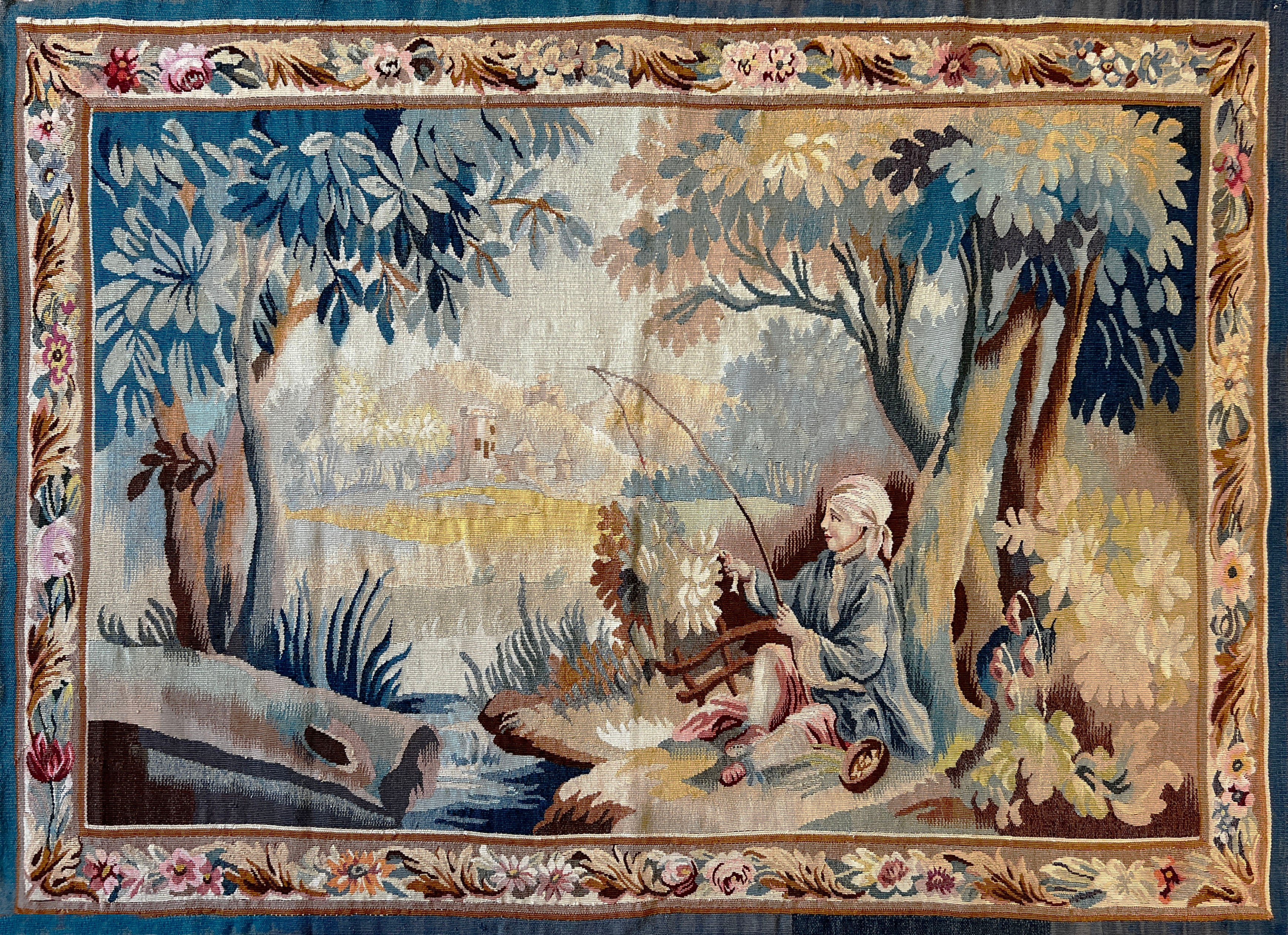 20th Century Aubusson Tapestry "Fisherman" - N° 767 For Sale