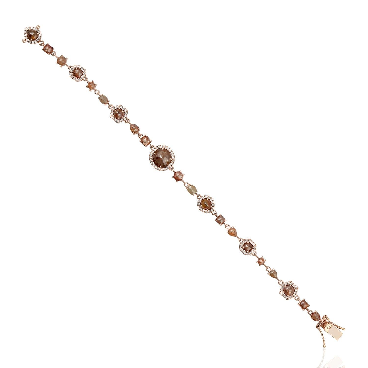 A stunning bracelet handmade in 18K rose gold and set in 7.67 carats of sparkling diamonds. 

FOLLOW  MEGHNA JEWELS storefront to view the latest collection & exclusive pieces.  Meghna Jewels is proudly rated as a Top Seller on 1stdibs with 5 star