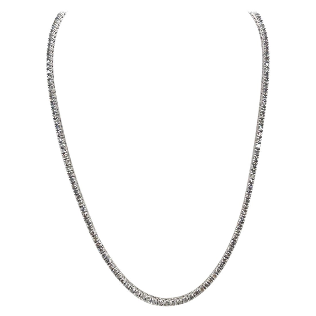 7.67 Carat Natural Diamond Tennis Necklace in 14K White Gold 16"