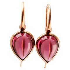 7.67 Carat Rhodolite Garnet Pod Drop Earrings in 18 Karat Gold