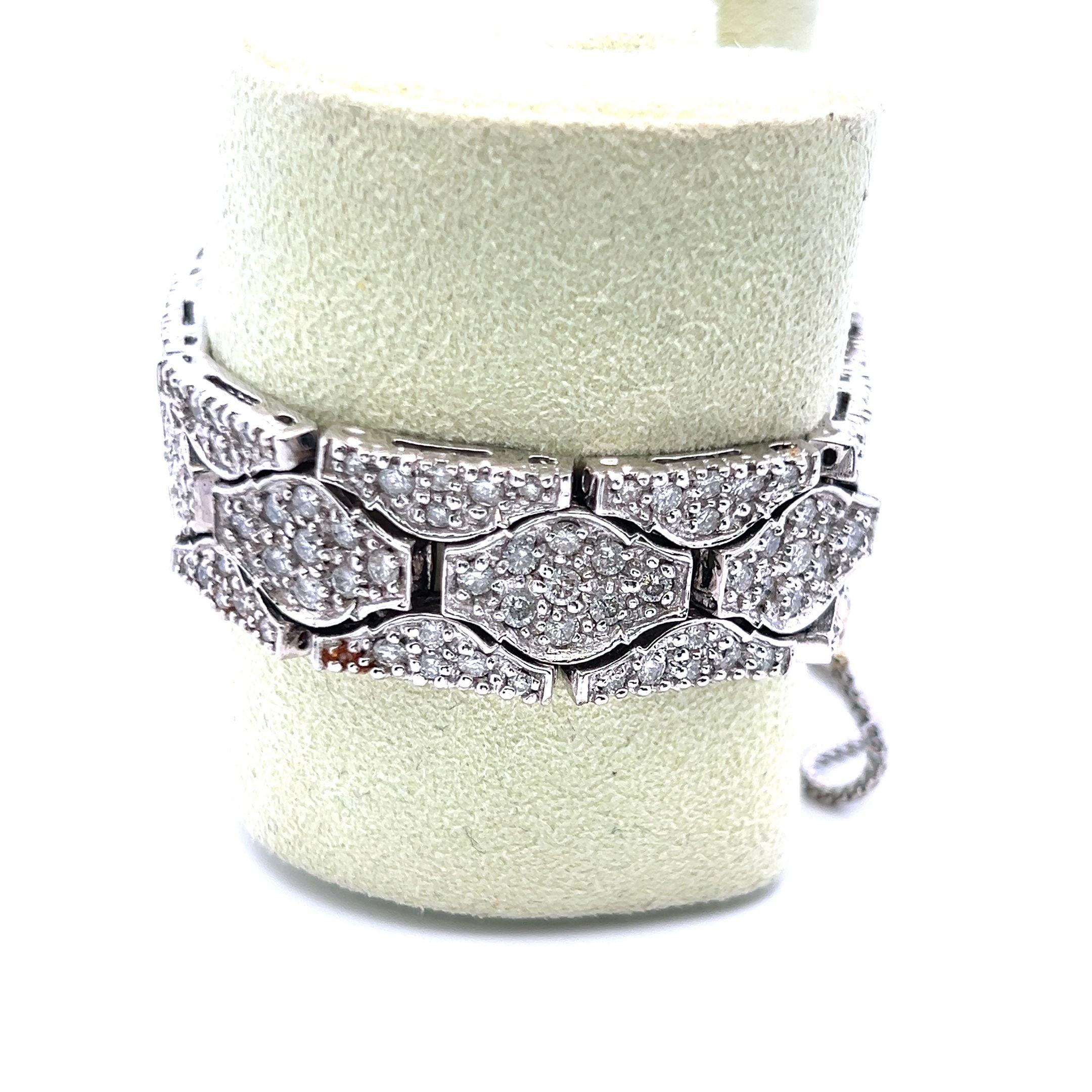 Bracelet à maillons en or blanc 14 carats avec diamants brillants ronds de 7,67 carats Pour femmes en vente