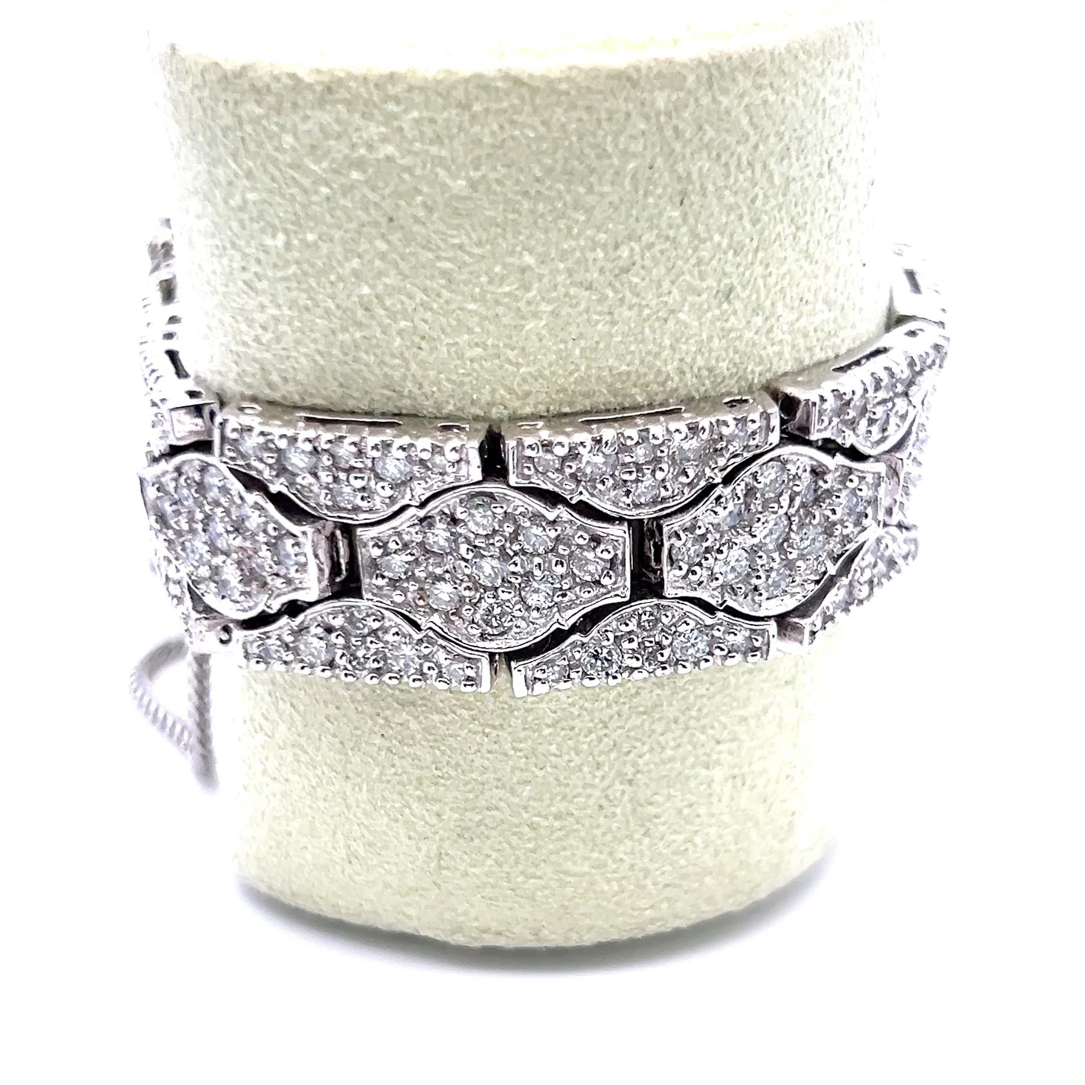 Bracelet à maillons en or blanc 14 carats avec diamants brillants ronds de 7,67 carats en vente 2
