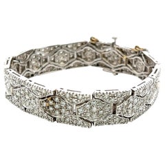 Bracciale A Link in oro bianco 14 carati con diamanti tondi e brillanti da 7,67 carati