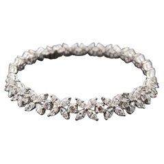 7.67 ct Marquise & Round Diamond Tennis Bracelet in 18k WG