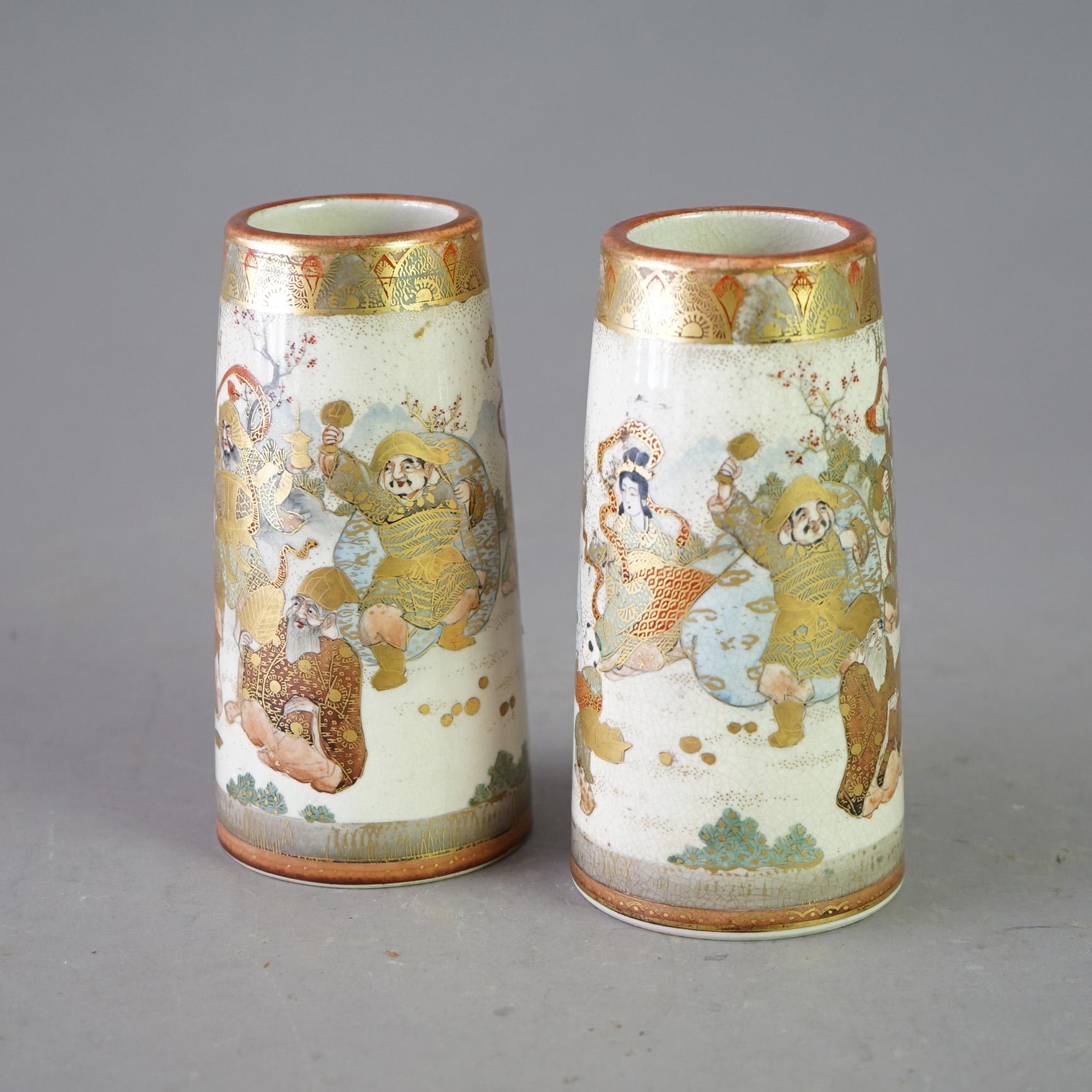 Asian 76791 - ATW Satsuma Meiji Pair Of Porcelain Vases Circa 1900 For Sale