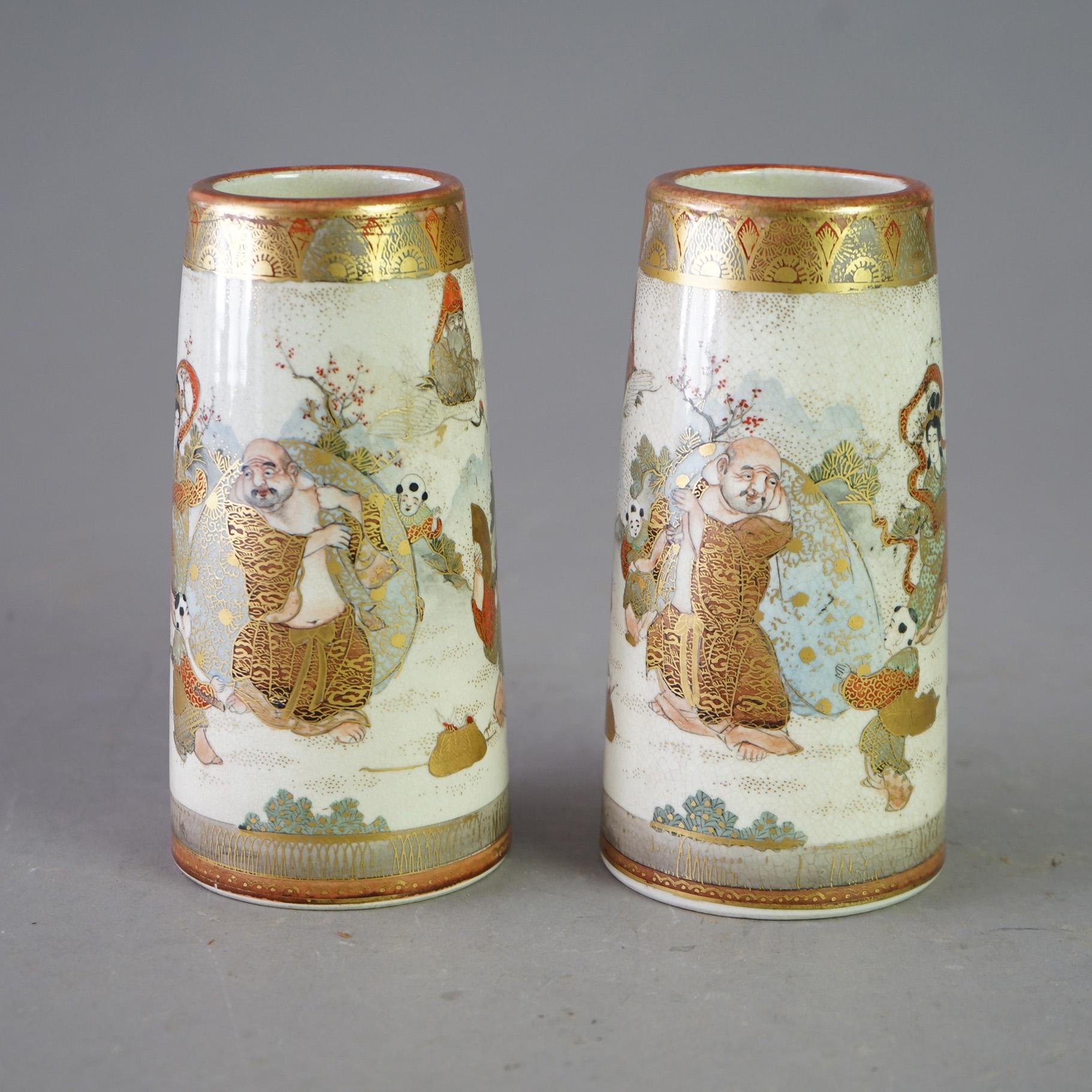 Gilt 76791 - ATW Satsuma Meiji Pair Of Porcelain Vases Circa 1900 For Sale