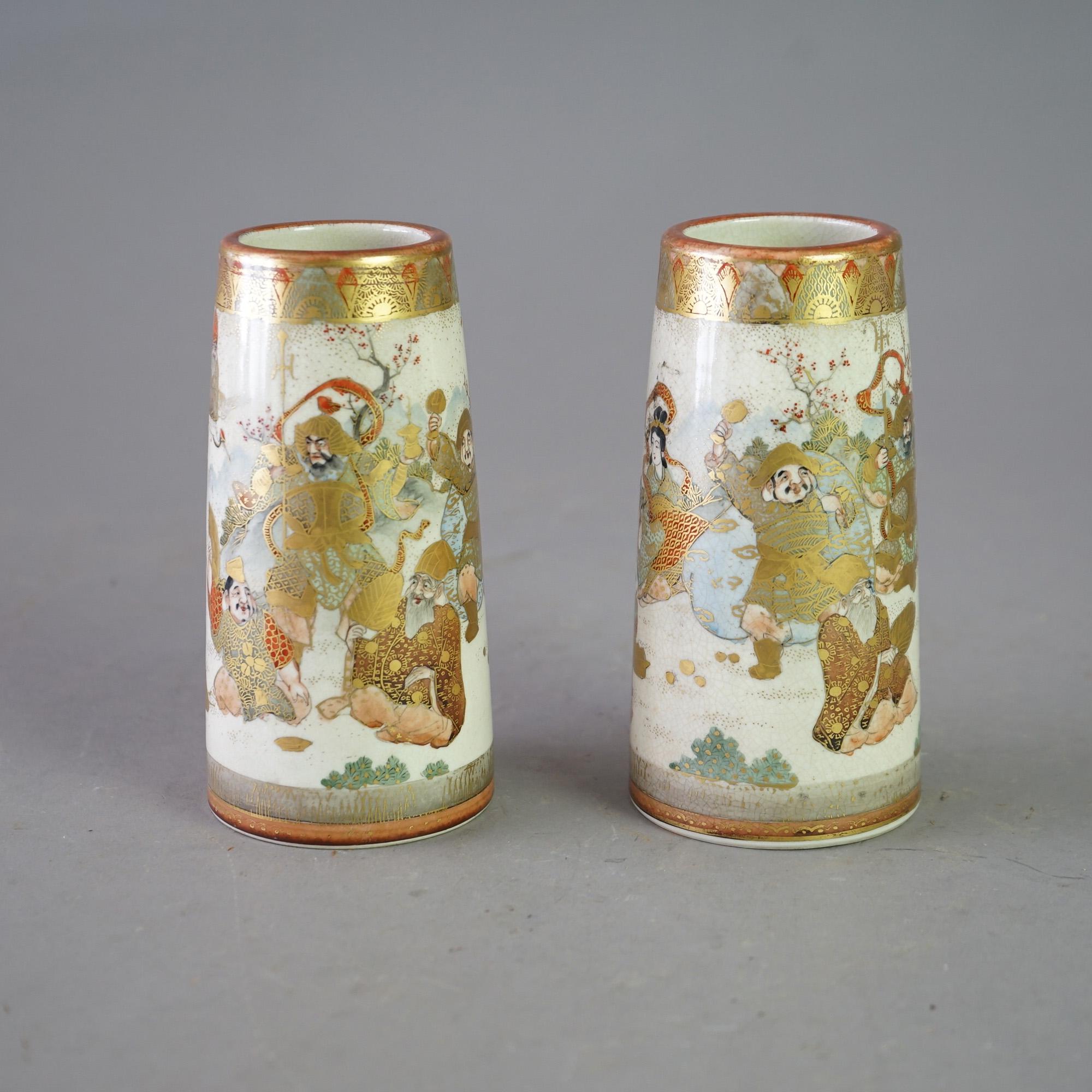 20th Century 76791 - ATW Satsuma Meiji Pair Of Porcelain Vases Circa 1900 For Sale