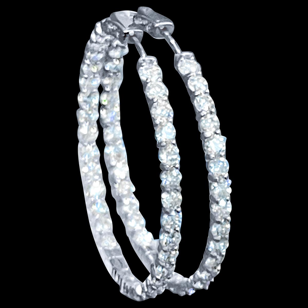 7,68 Karat Diamant Inside Out Hoop Gala Cocktail-Ohrringe aus 14 Karat Weißgold Damen im Angebot
