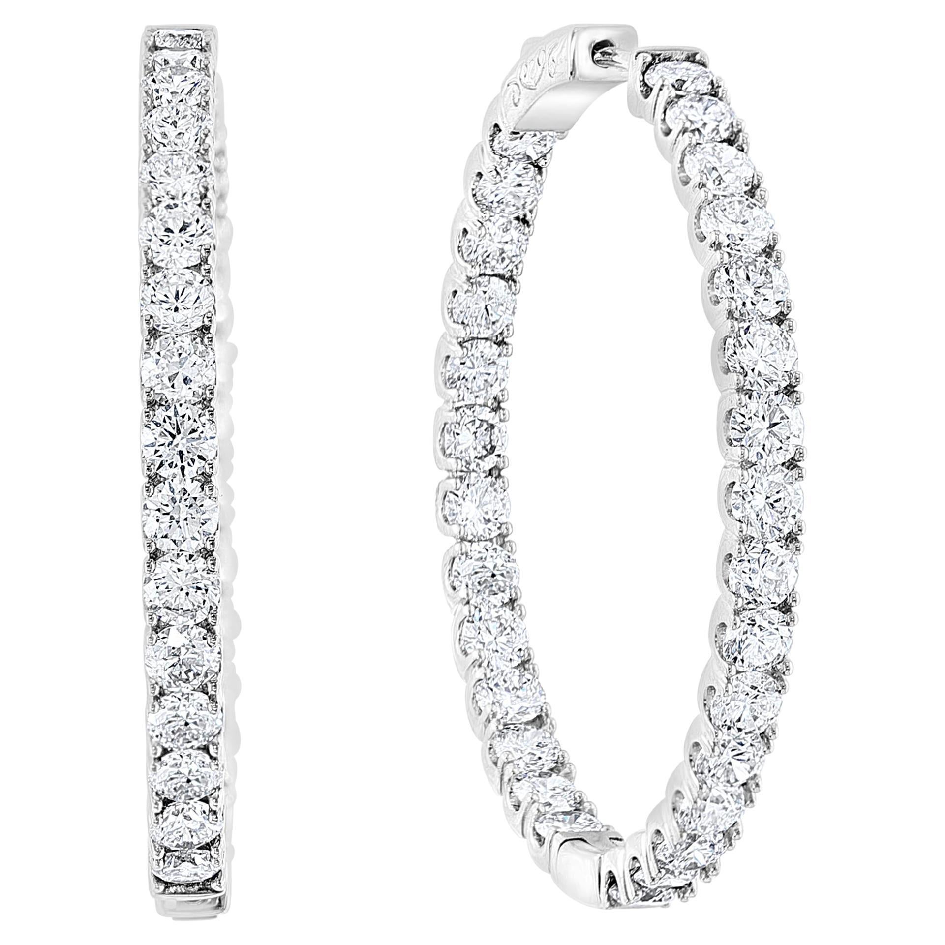 7,68 Karat Diamant Inside Out Hoop Gala Cocktail-Ohrringe aus 14 Karat Weißgold im Angebot