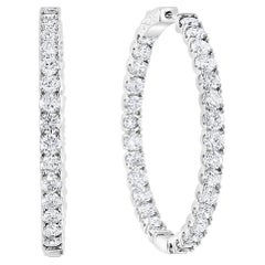 7.68 Carat Diamond Inside Out Hoop Gala Cocktail Earrings in 14 Karat White Gold