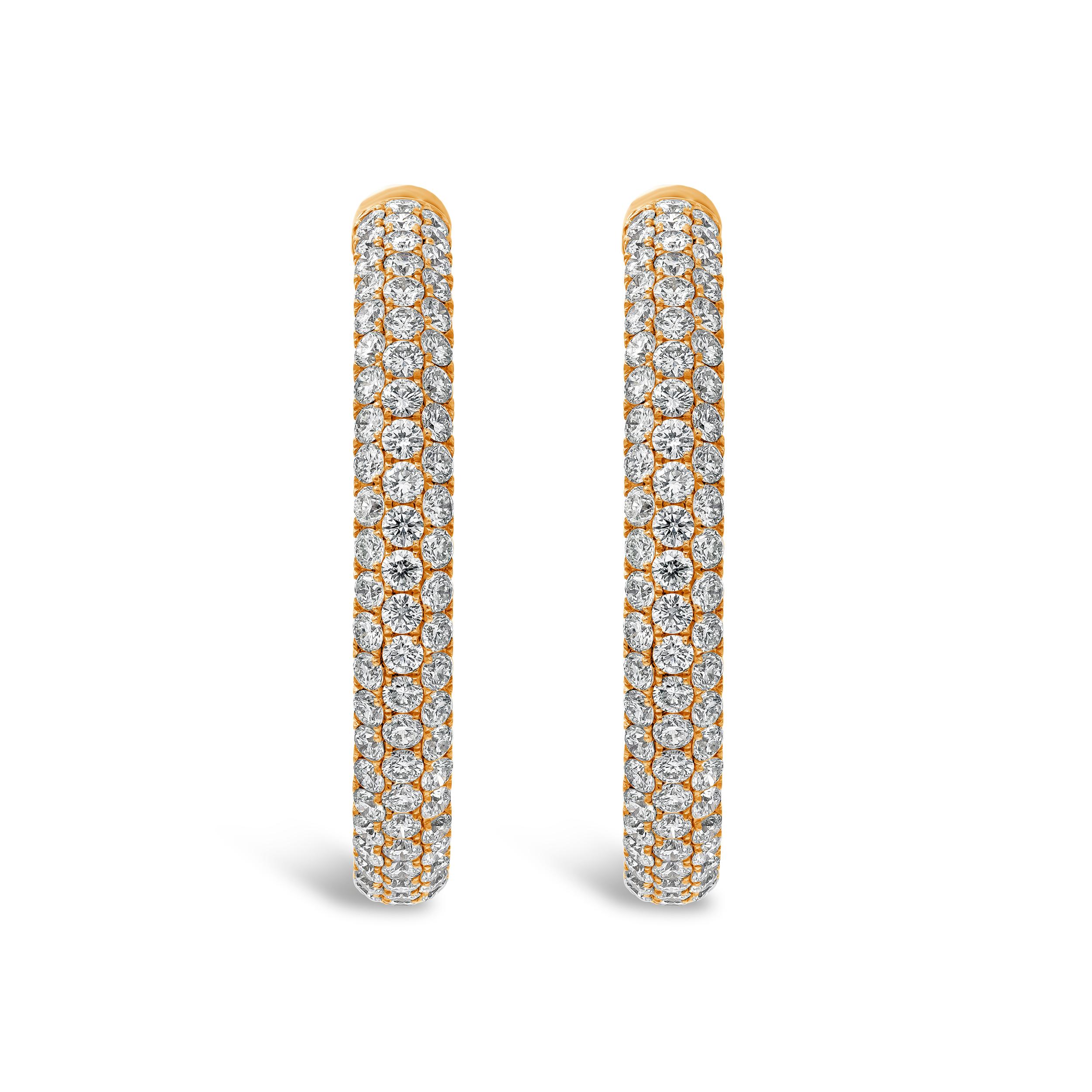 A classic style hoop earrings showcasing round diamonds pave set in the inside and outside weighing 7.68 carats total. Made in 18K Rose Gold.

Roman Malakov is a custom house, specializing in creating anything you can imagine. If you would like to