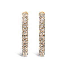 Roman Malakov 7.68 Carats Total Round Brilliant Diamond Pavé Set Hoop Earrings