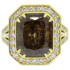 Anillo de diamante marrón radiante de 7,68 quilates