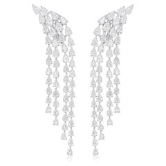 Boucles d
oreilles chandelier en or blanc 14k avec diamant poire taille brillant de 7,68 carats SI/H