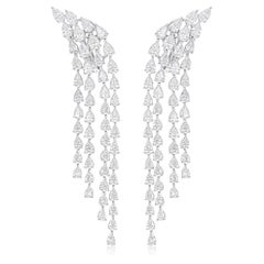 7.68 Carat SI/H Pear Brilliant Cut Diamond Chandelier Earrings 18k White Gold