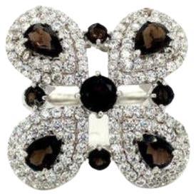 in vendita:  Anello d'argento da 7,68 carati con quarzo fumé e zircone Butterfly Cocktail per donna