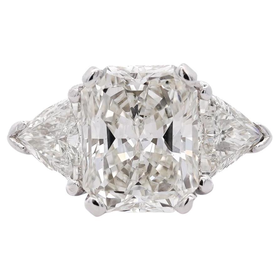 7.68 Carat TW Radiant Cut & Trillion Cut Three Stone Engagement Ring