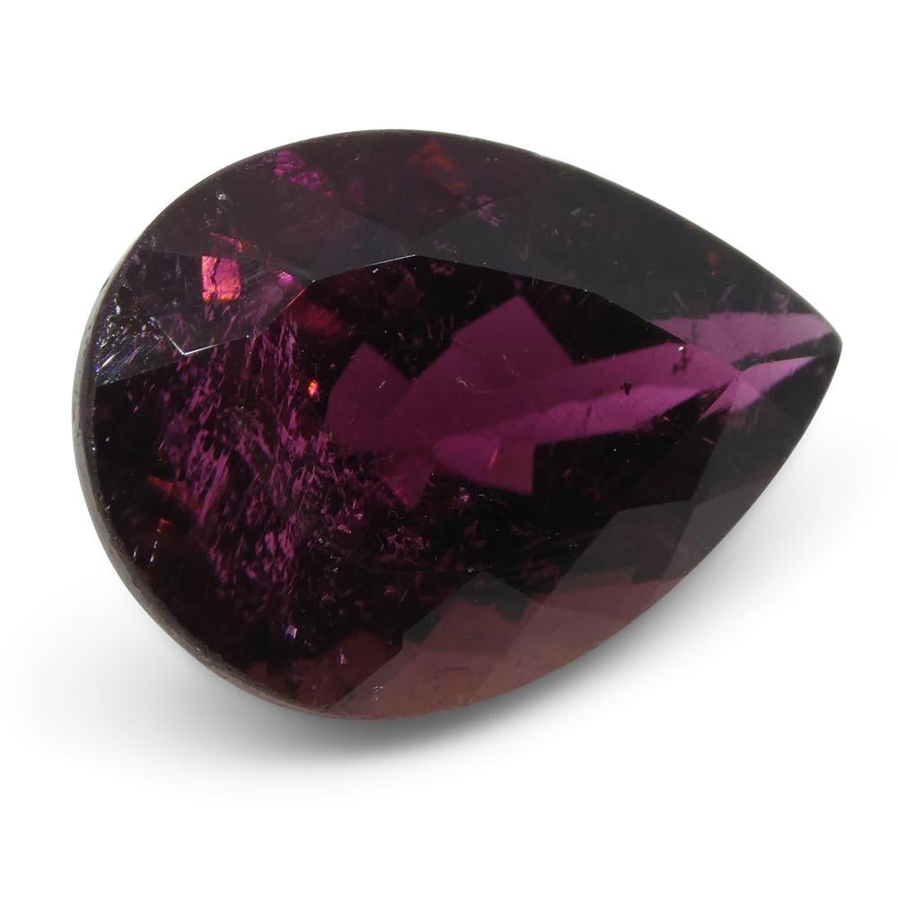 Women's or Men's 7.68 Ct Purple Tourmaline Pear IGI Certified For Sale