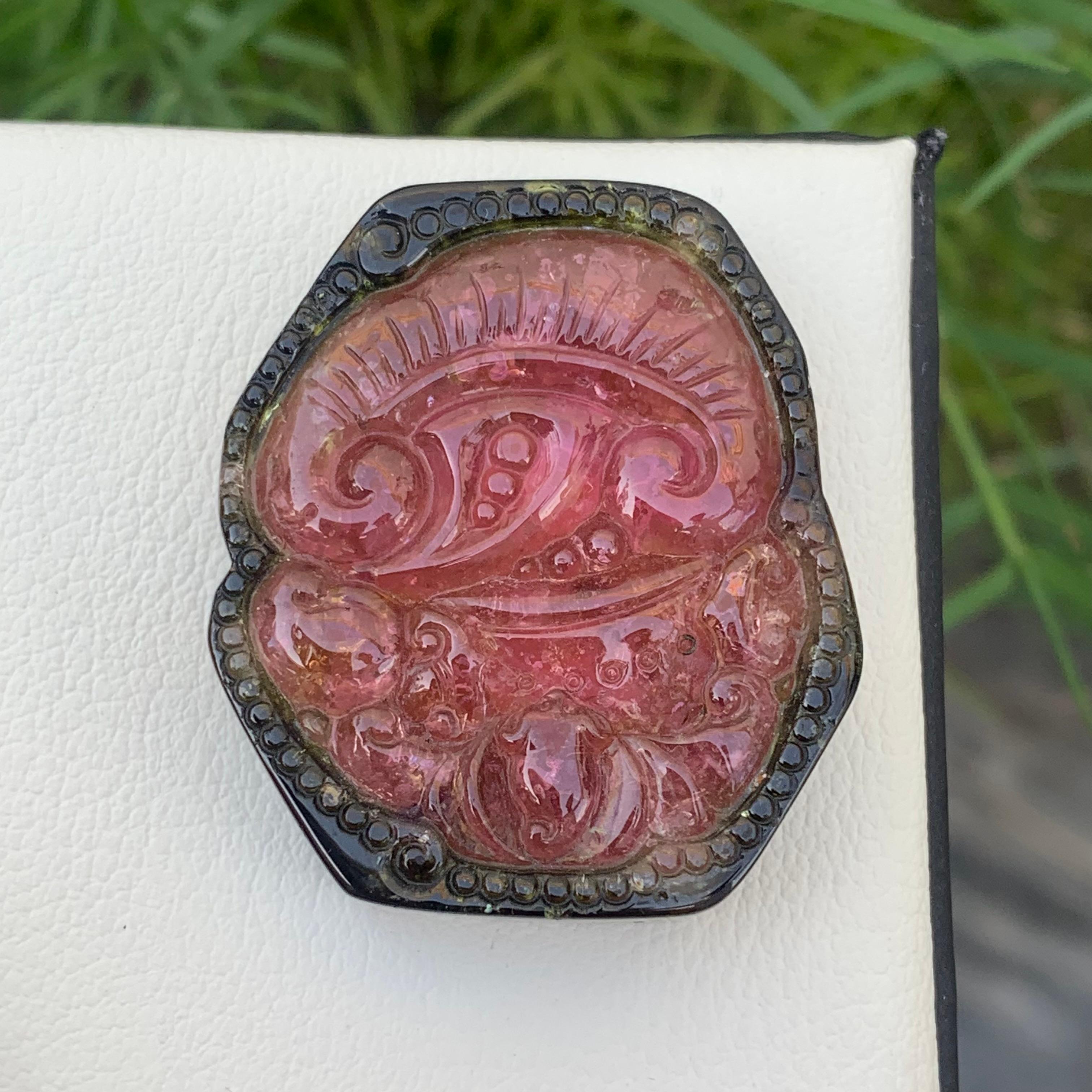 Carved 76.80 Carat Natural Bi Color Drilled Tourmaline Carving Gemstone From Africa For Sale