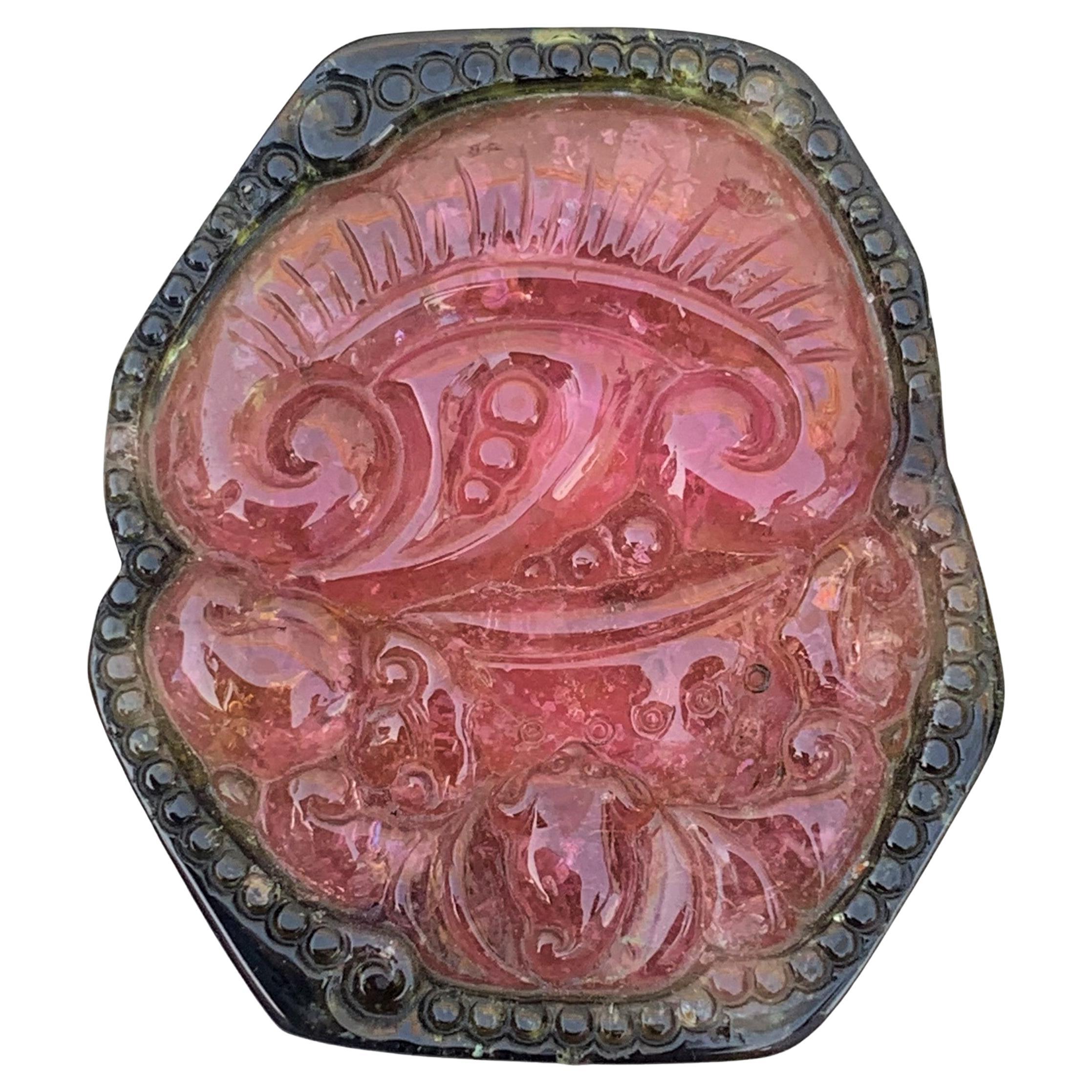 76.80 Carat Natural Bi Color Drilled Tourmaline Carving Gemstone From Africa