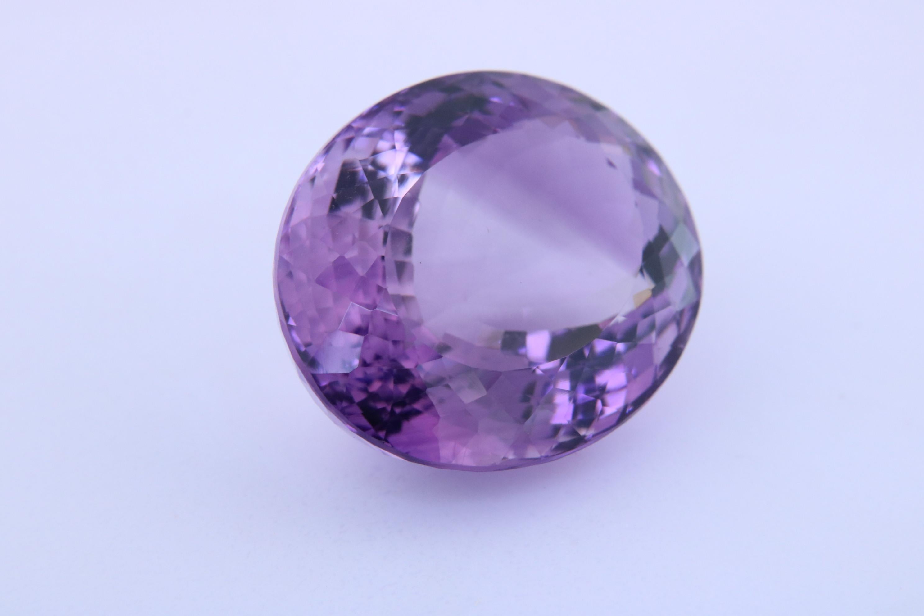 Oval Cut 76.81 Carat Purple Amethyst Collectors' Stone For Sale
