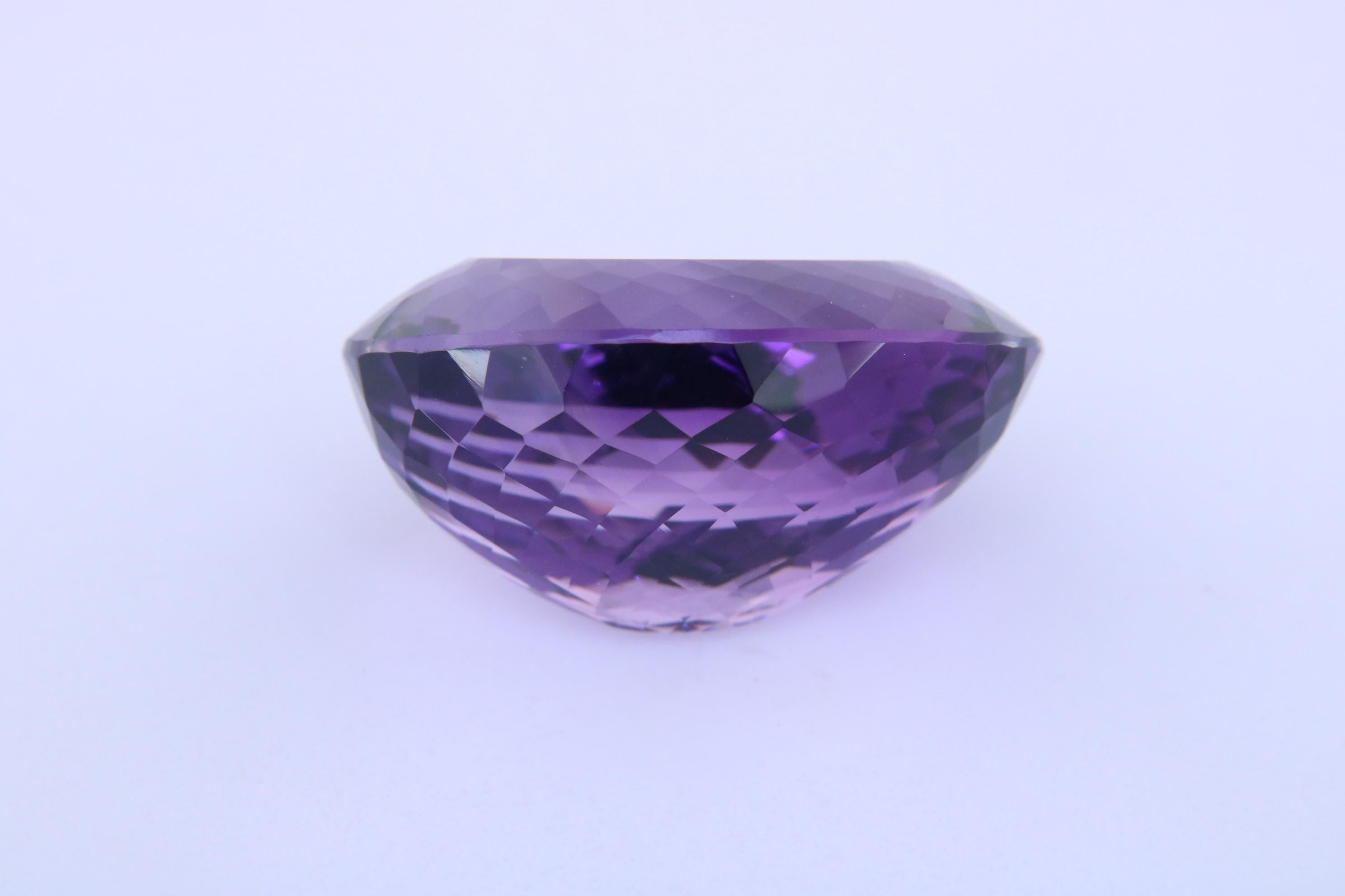 Oval Cut 76.81 Carat Purple Amethyst Collectors' Stone For Sale