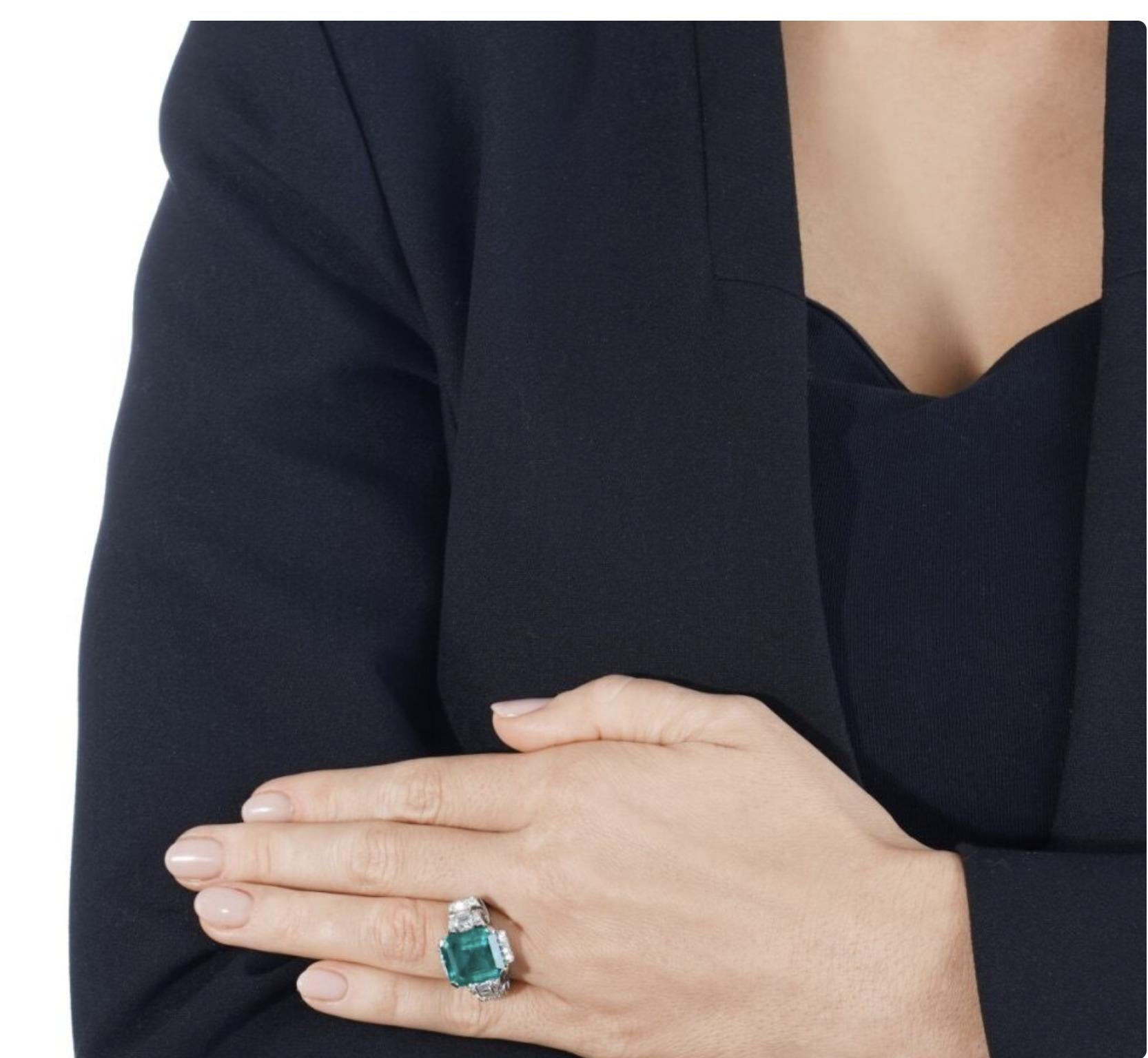 Kolumbianischer Smaragd- und Diamantschnörkelring mit Schnörkeln, GRS & AGL-zertifiziert (Smaragdschliff) im Angebot