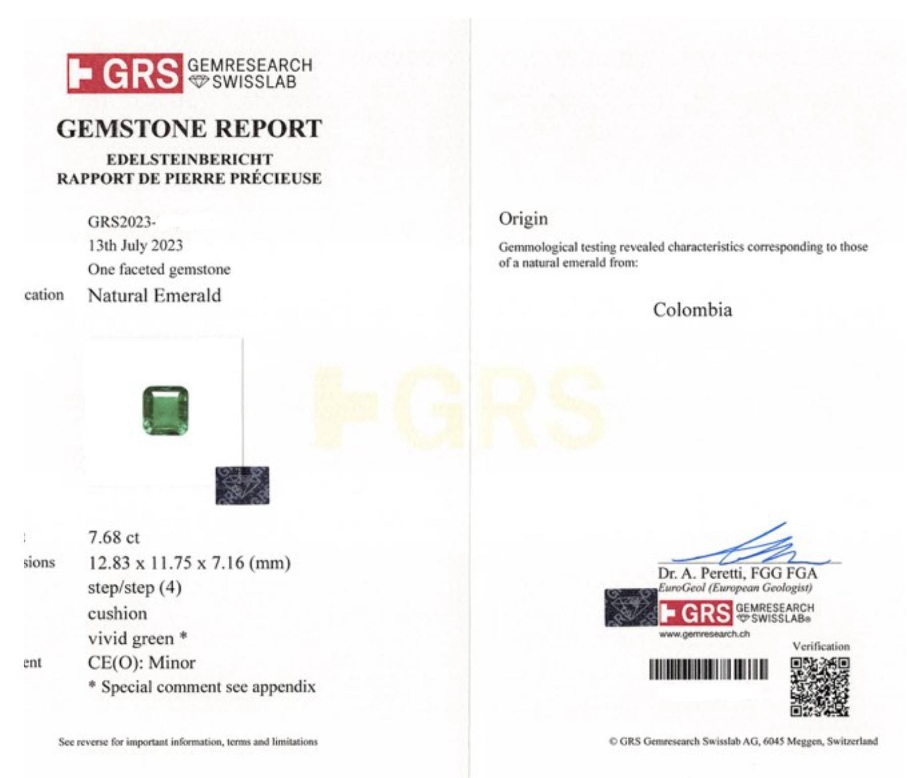 Kolumbianischer Smaragd- und Diamantschnörkelring mit Schnörkeln, GRS & AGL-zertifiziert im Zustand „Hervorragend“ im Angebot in New York, NY