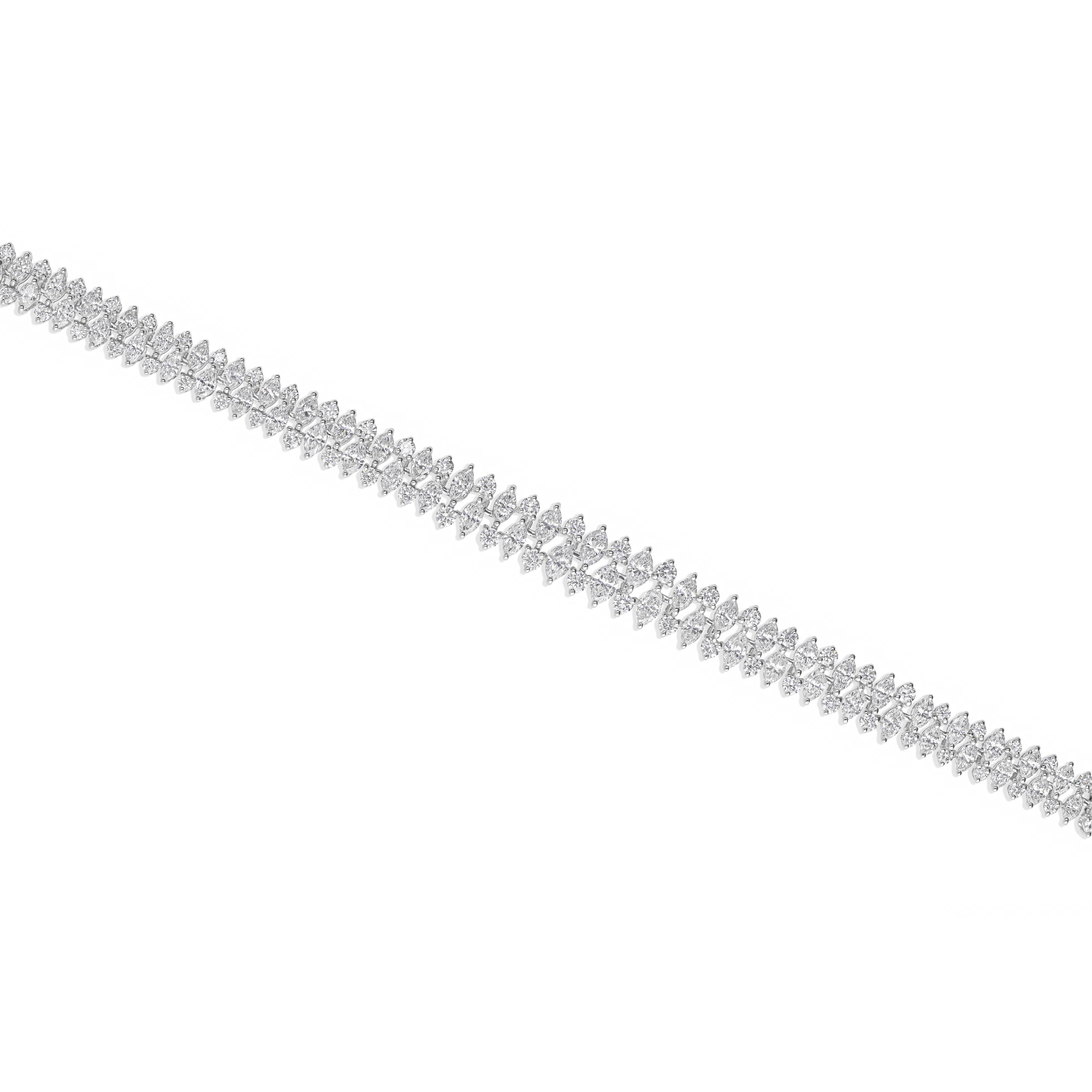 Modern 7.68CTW Natural Diamond Wide Tennis Bracelet 18k White Gold For Sale