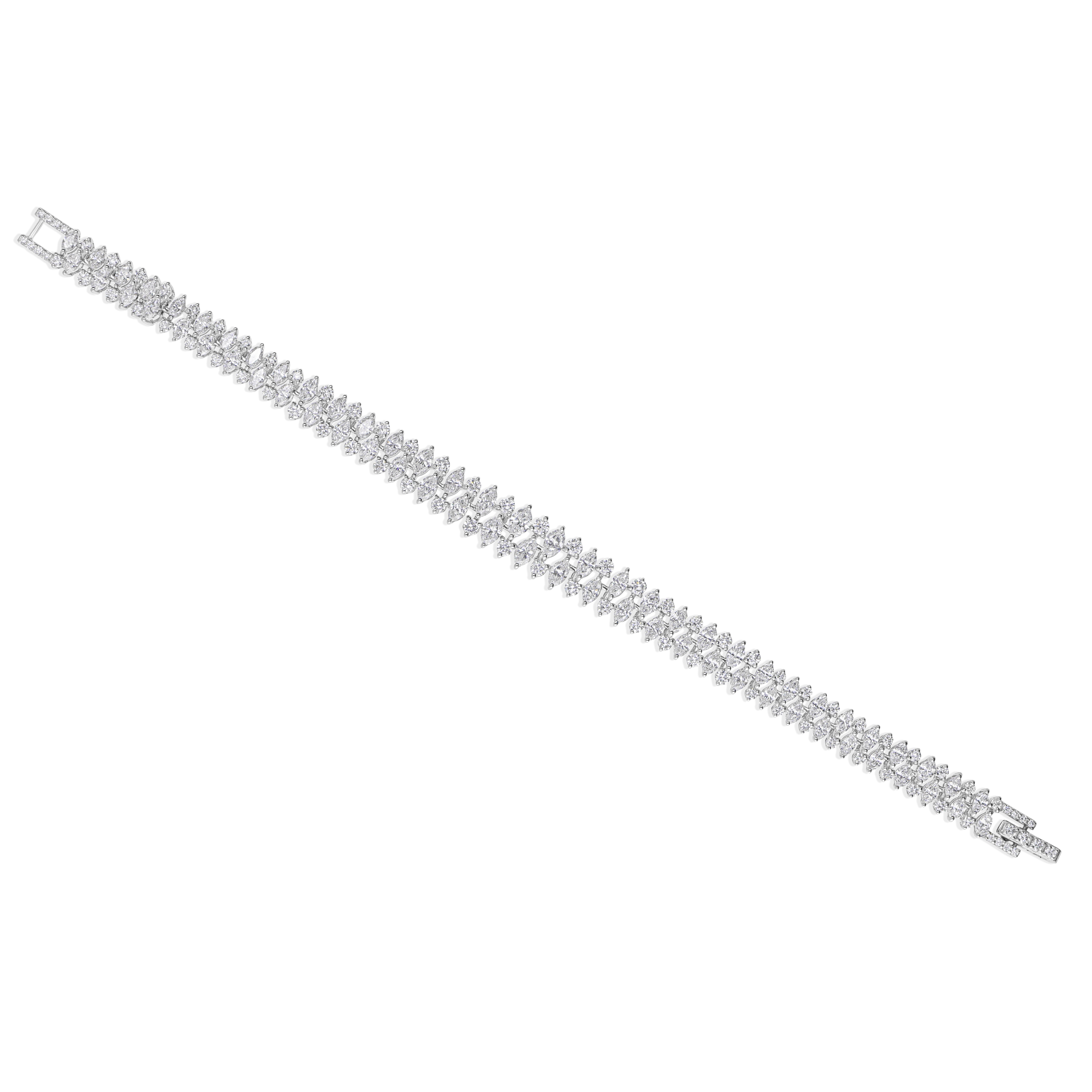 7.68CTW Natural Diamond Wide Tennis Bracelet 18k White Gold For Sale 1