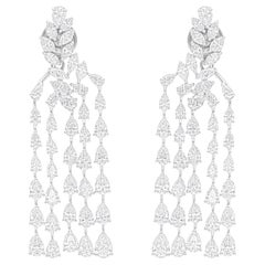 7,69 Karat Marquise Birne SI/HI Diamant 14 Karat Weißgold Kronleuchter-Ohrringe