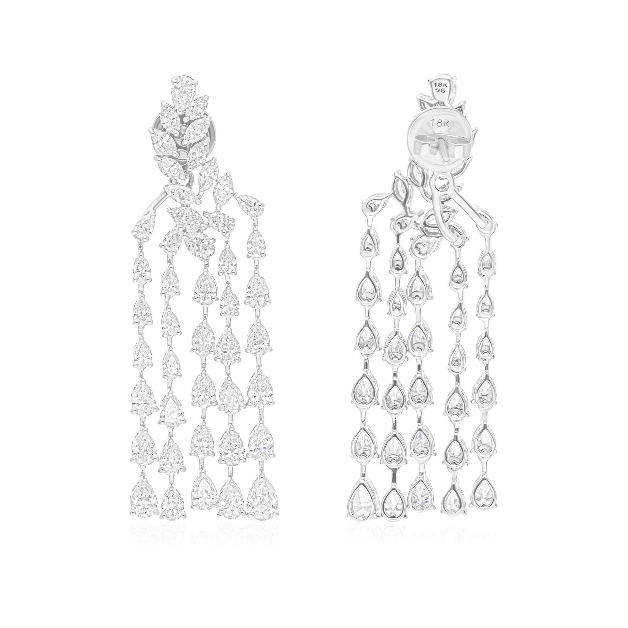 7,69 Karat Marquise Birne SI/HI Diamant 18 Karat Weißgold Kronleuchter-Ohrringe Damen im Angebot