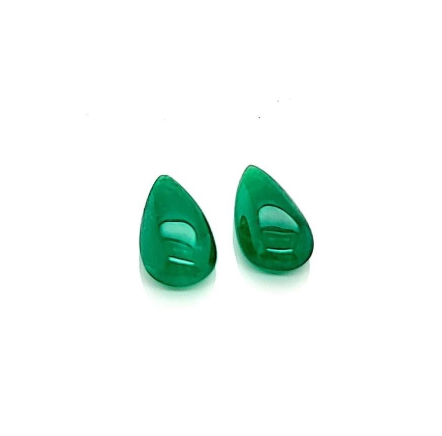 7.69 carats Emerald Drops Cabochon Cut CD Certified
Matching Cabochon pair of Emerald Drops ready to create an exquisite design


