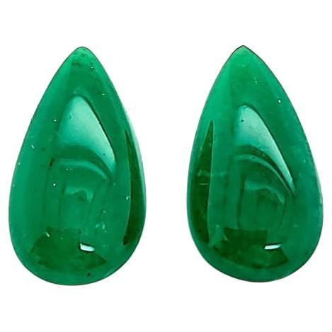 7.69 Carats Emerald Drops Cabochon Cut CD Certified For Sale