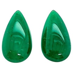 7.69 Carats Emerald Drops Cabochon Cut CD Certified