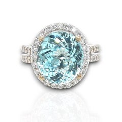7.69ct OVAL Vivid Neon Blue-Green Natural Paraiba Tourmaline RING 18K Gold