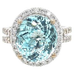7.69ct OVAL Vivid Neon Blue-Green Natural Paraiba Tourmaline RING 18K Gold