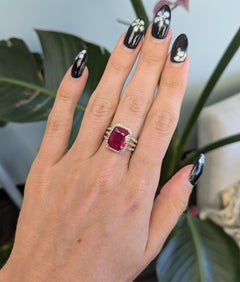 7.6Ct Madagascar Ruby Ring with Earth-Mined Diamond Accents: Solid 14K Gold