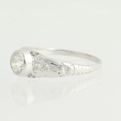 .76 Carat European Cut Diamond Art Deco Engagement Ring, 950 Palladium Vintage