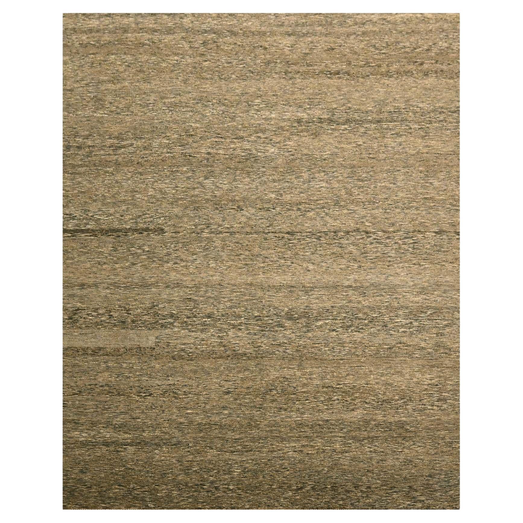 7
6"x10
 Bison Brown Modern Grass Design Undyed Natural Wool Hand Knotted Rug For Sale
