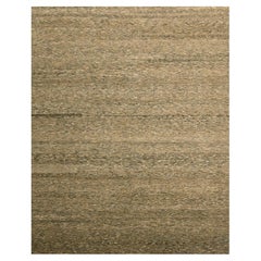 7'6"x10' Bison Brown Modern Grass Design Undyed Natural Wool Hand Knotted Rug
