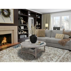 7'6 "x10'4" Pastel Gray Vintage Persian Heriz Hand Knotsted Pure Wool Oriental Rug