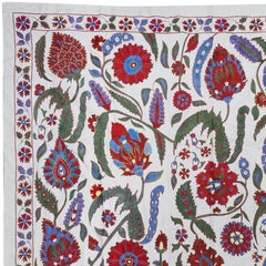 7.6x10.6 ft Silk Embroidery Wall Hanging, Crochet Bedspread, Boho Wall Decor